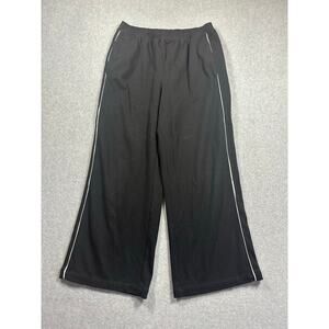 Varley Brushed Rib Wide Leg Pant Black Size M Elastic Waistband Mid Rise